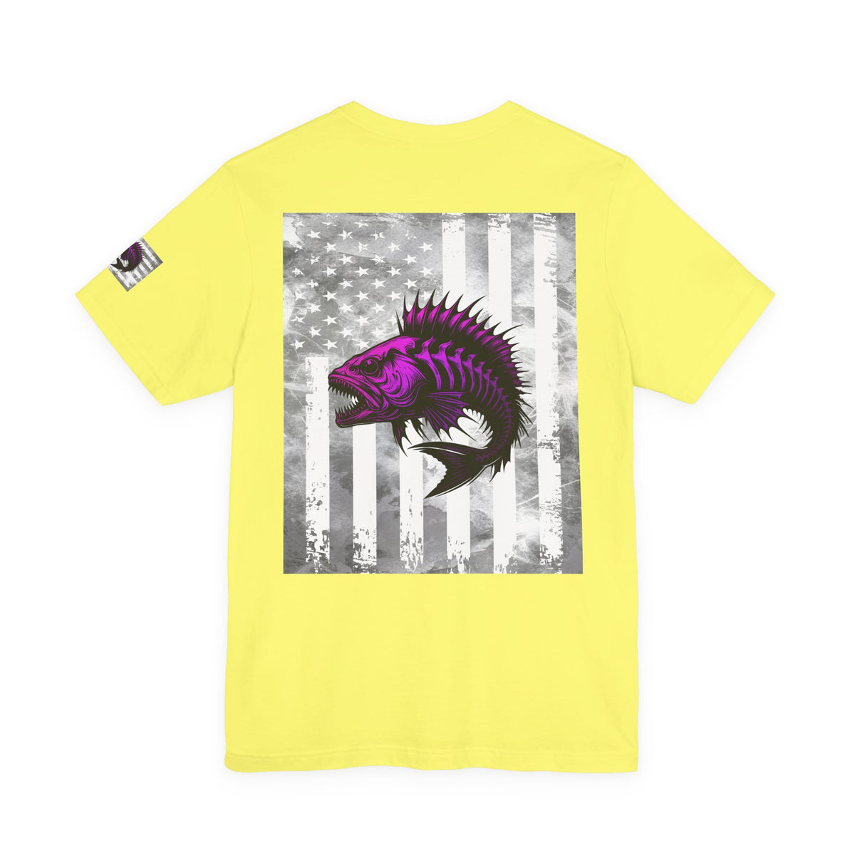 Fish Grunge American Flag Tee, Patriotic USA Shirt, Vintage American Flag