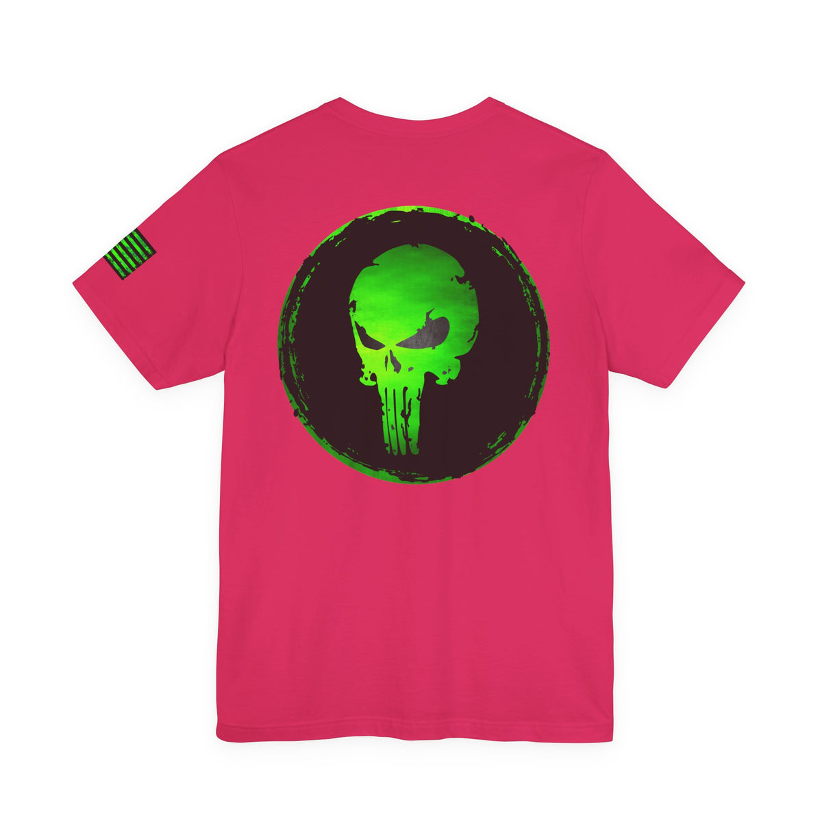 Toxic Green Punisher Skull – Neon Grunge Vigilante Graphic for Shirts, Decals & Prints