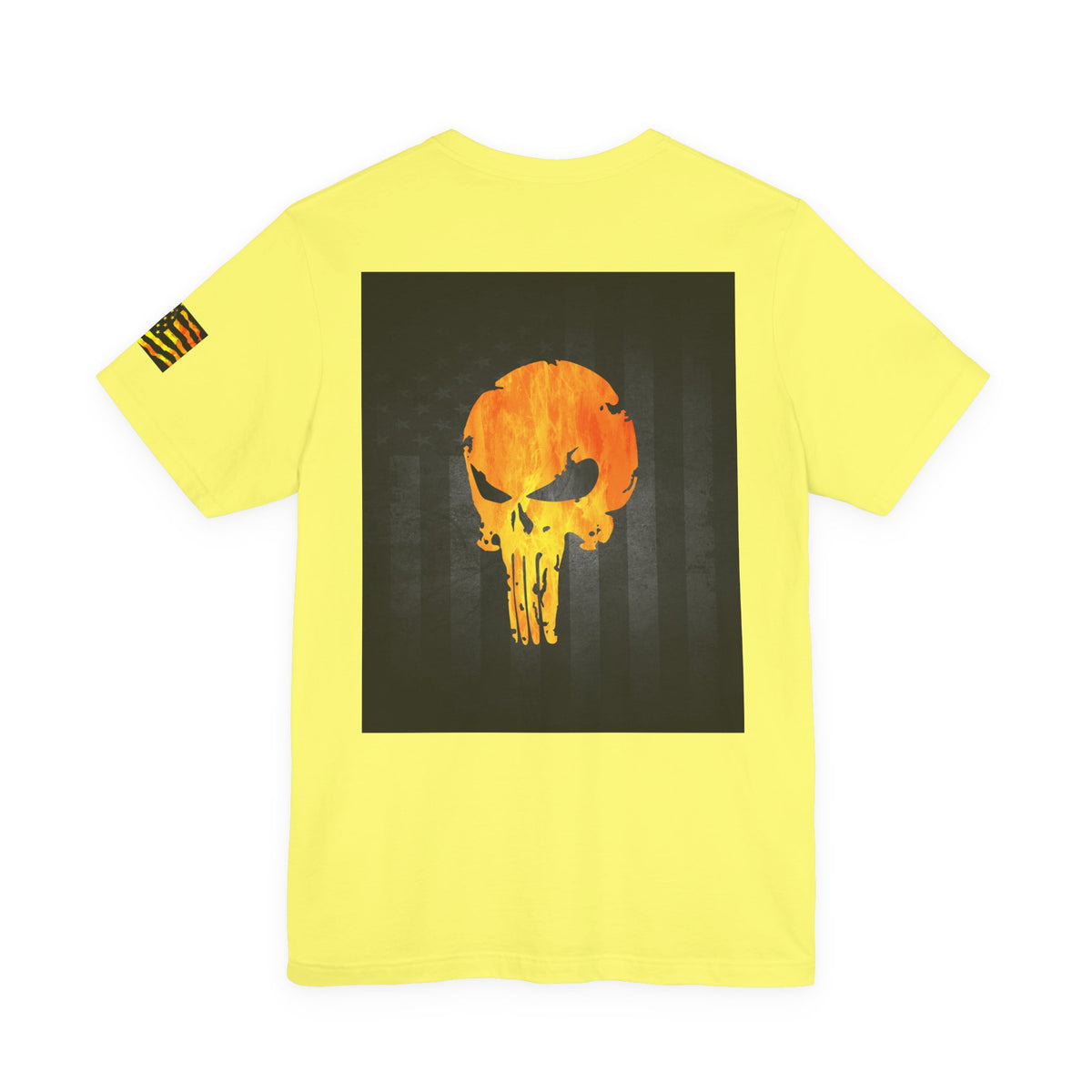 Orange Grunge Punisher Skull – Neon Grunge Vigilante Graphic for Shirts, Decals & Prints