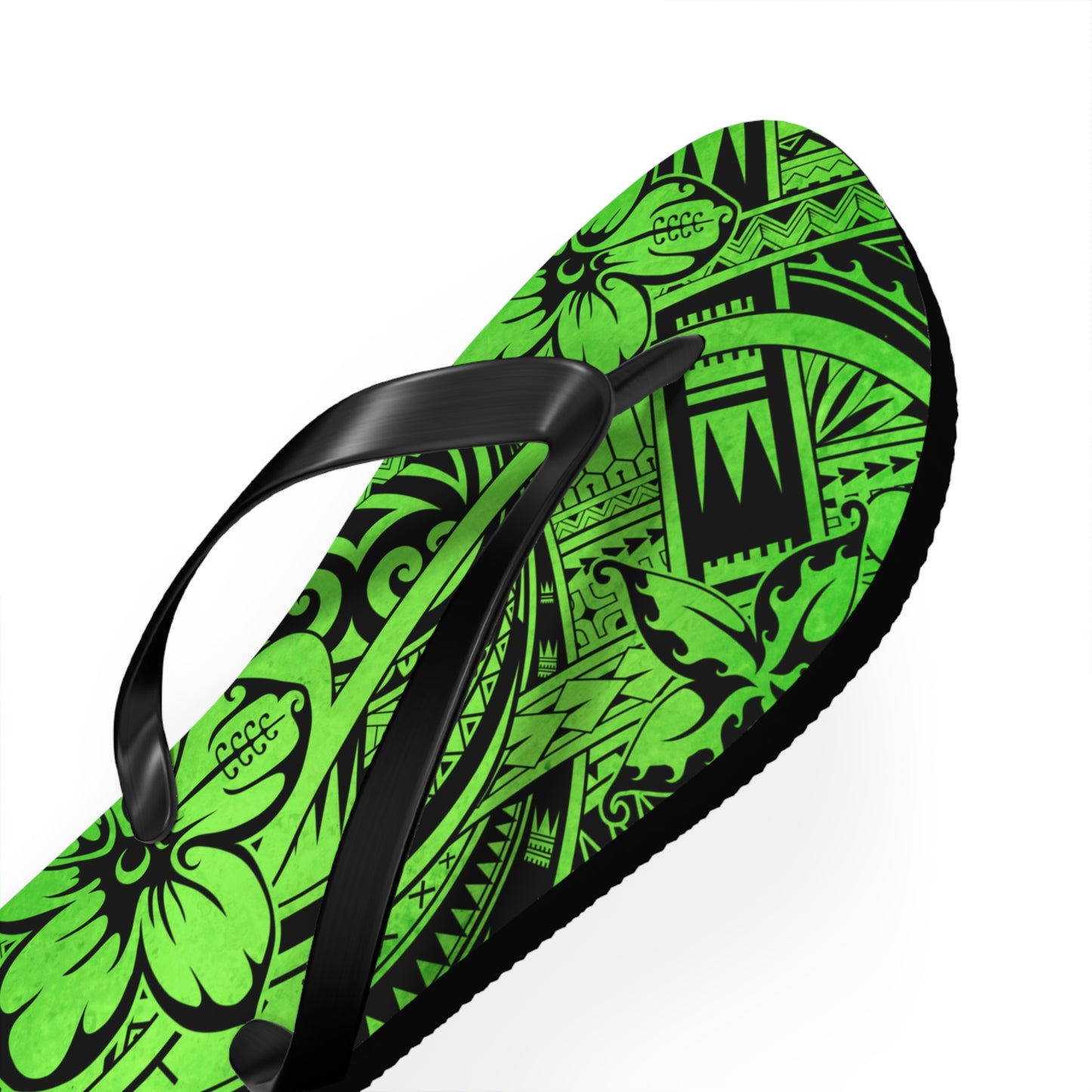 Polynesian Green Flip Flops - Summer Beach Sandals, Vacation Footwear, Poolside Essentials, Outdoor Fun, Tropical Style