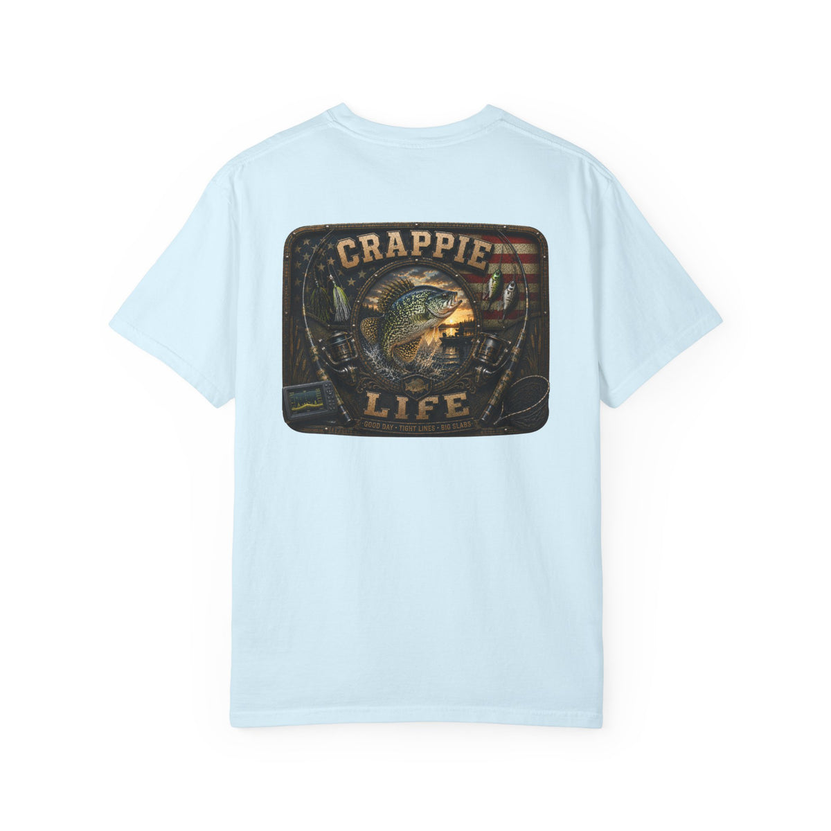 Crappie Life T-Shirt — Retro American Flag Crappie Fishing Tee