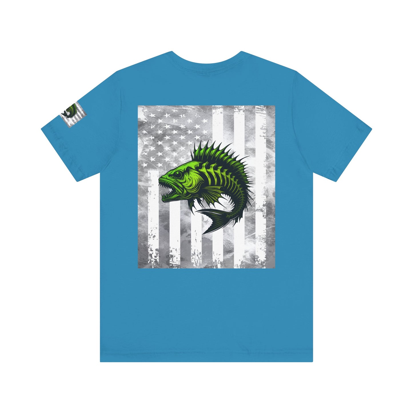 Angler Grunge American Flag Tee, Patriotic USA Shirt, Vintage American Flag