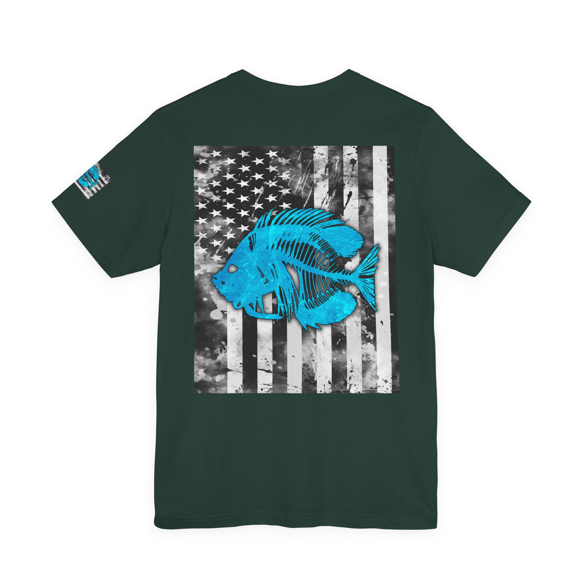 Blue Pearch Angler Grunge American Flag Tee, Patriotic USA Shirt, Vintage American Flag