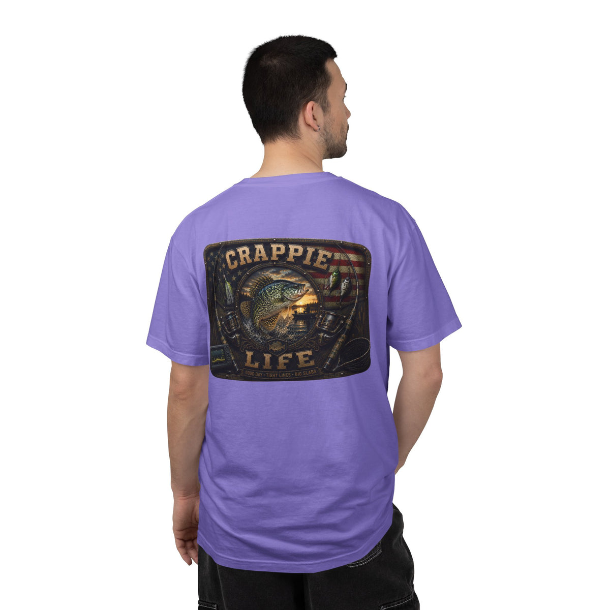 Crappie Life T-Shirt — Retro American Flag Crappie Fishing Tee
