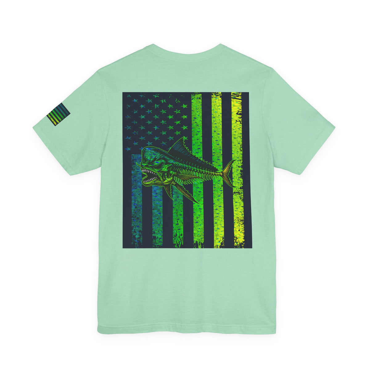 Mahi Mahi Skin Grunge American Flag Tee, Patriotic USA Shirt, Vintage American Flag