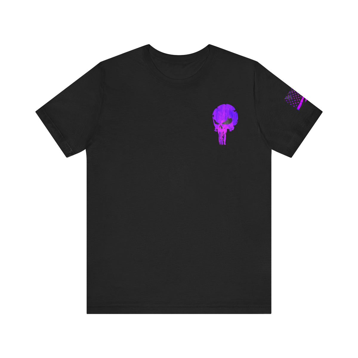 Purple Grunge Punisher Skull – Neon Grunge Vigilante Graphic for Shirts, Decals & Prints