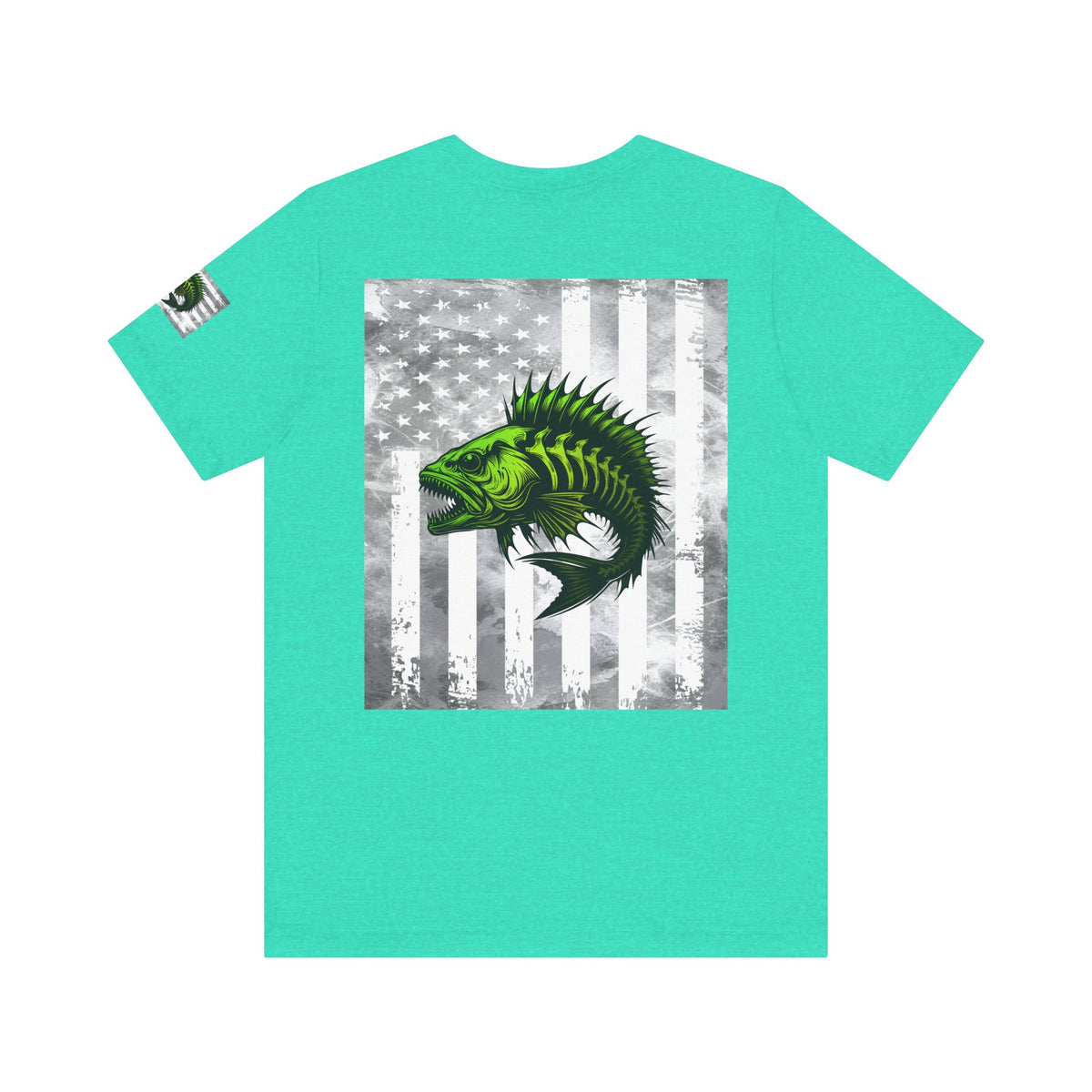 Angler Grunge American Flag Tee, Patriotic USA Shirt, Vintage American Flag