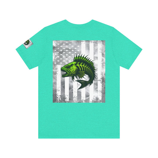 Angler Grunge American Flag Tee, Patriotic USA Shirt, Vintage American Flag