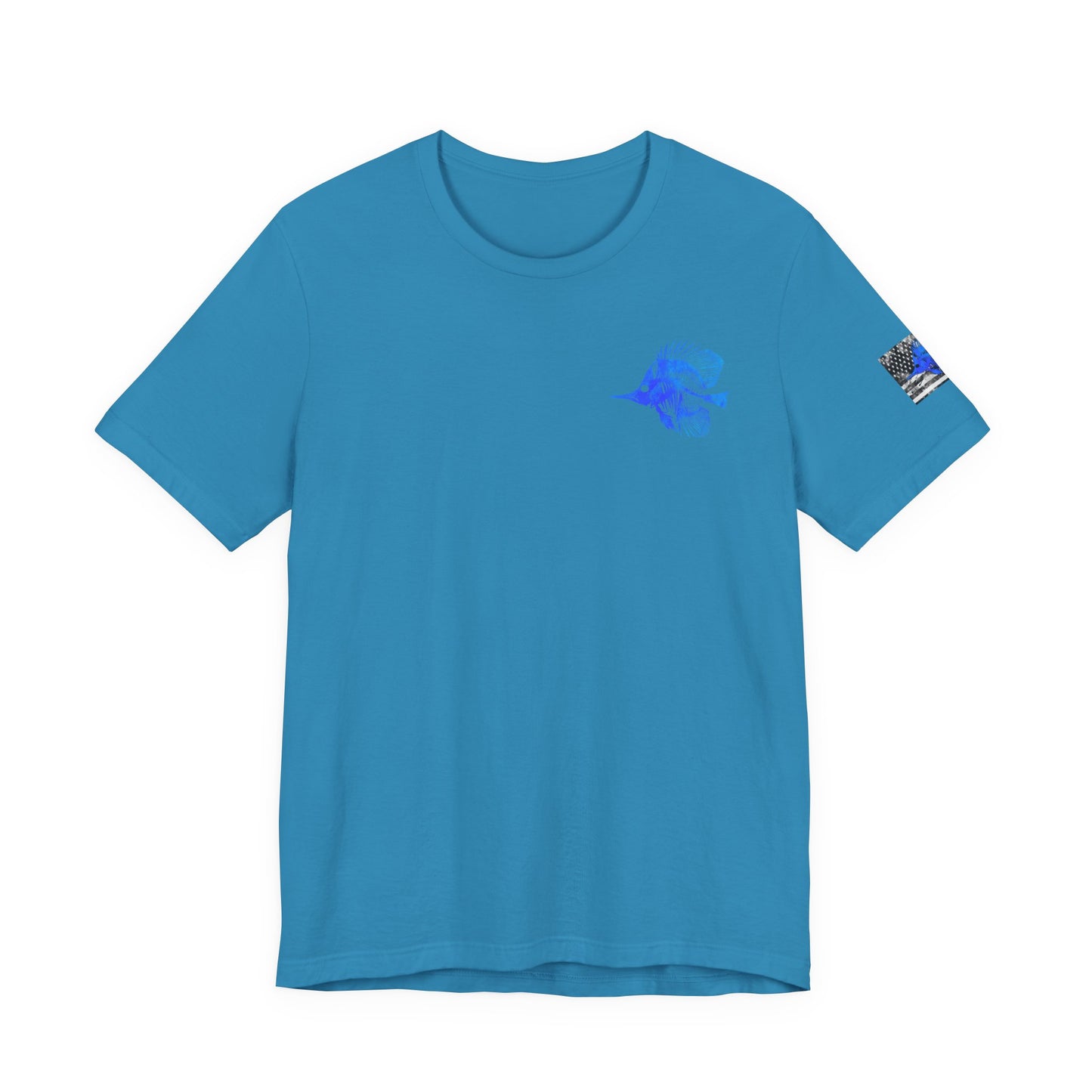Blue Fish Skeleton Grunge American Flag Tee, Patriotic USA Shirt, Vintage American Flag