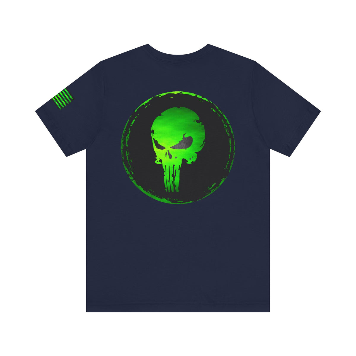 Toxic Green Punisher Skull – Neon Grunge Vigilante Graphic for Shirts, Decals & Prints
