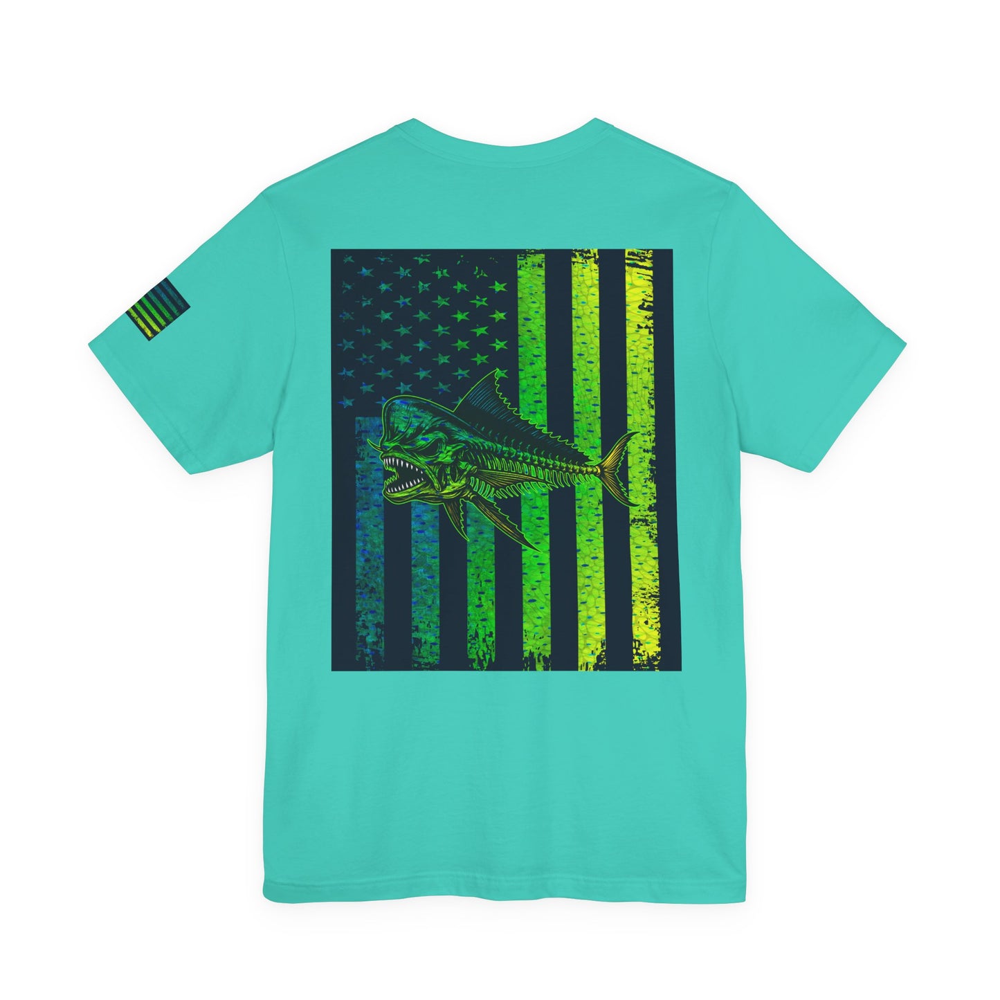 Mahi Mahi Skin Grunge American Flag Tee, Patriotic USA Shirt, Vintage American Flag