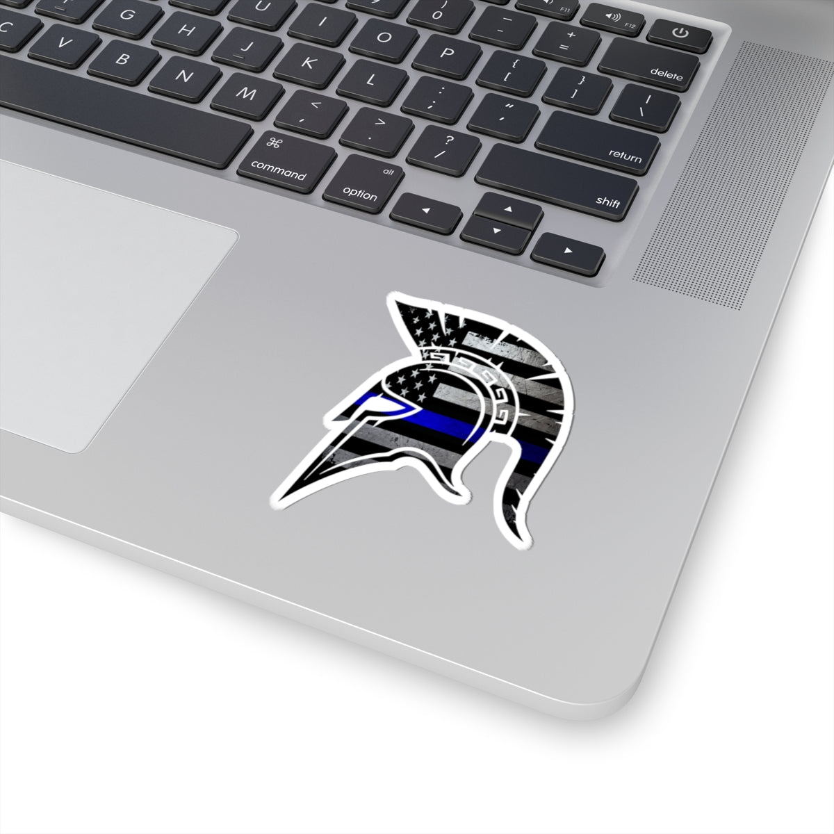 Spartan Warrior Helmet Thin Blue Line Police Support Sticker ArtKiss-Cut Stickers