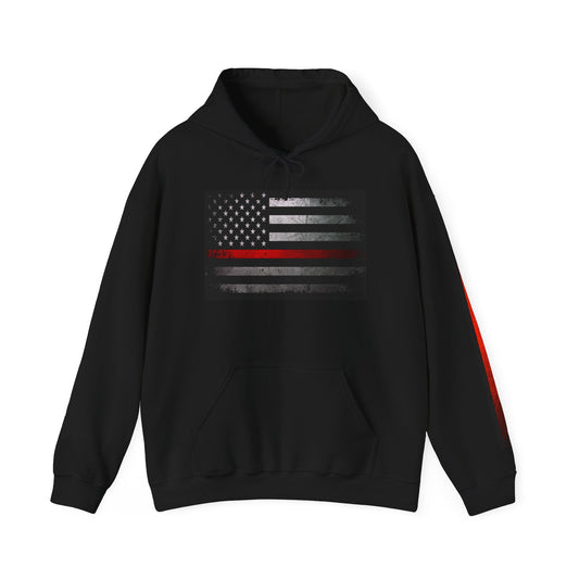 Firefighter Thin Red Line American Flag Hoodie, Fireman Gift, Firefighter Apparel, Thin Red Line Sweatshirt, Firefighter