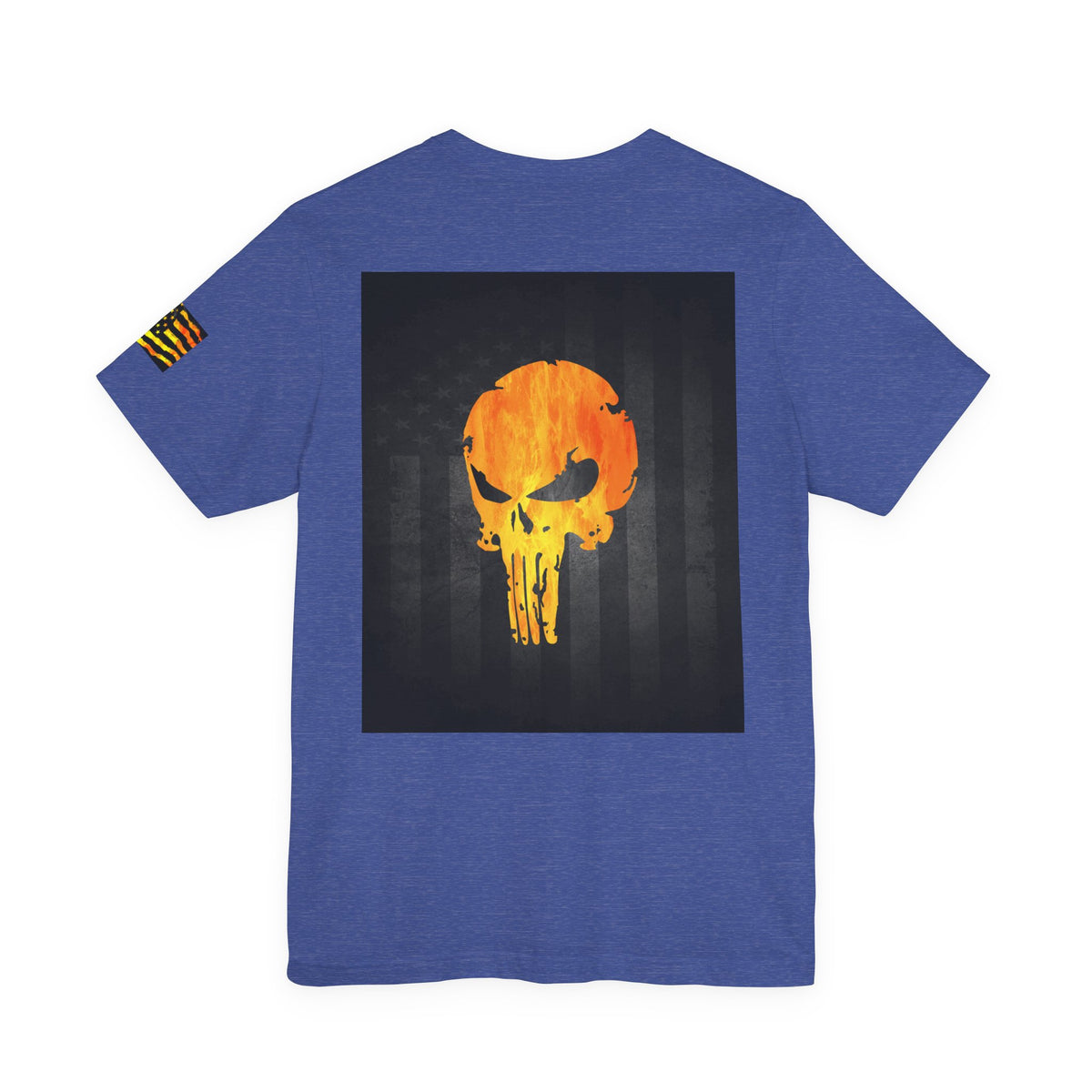 Orange Grunge Punisher Skull – Neon Grunge Vigilante Graphic for Shirts, Decals & Prints