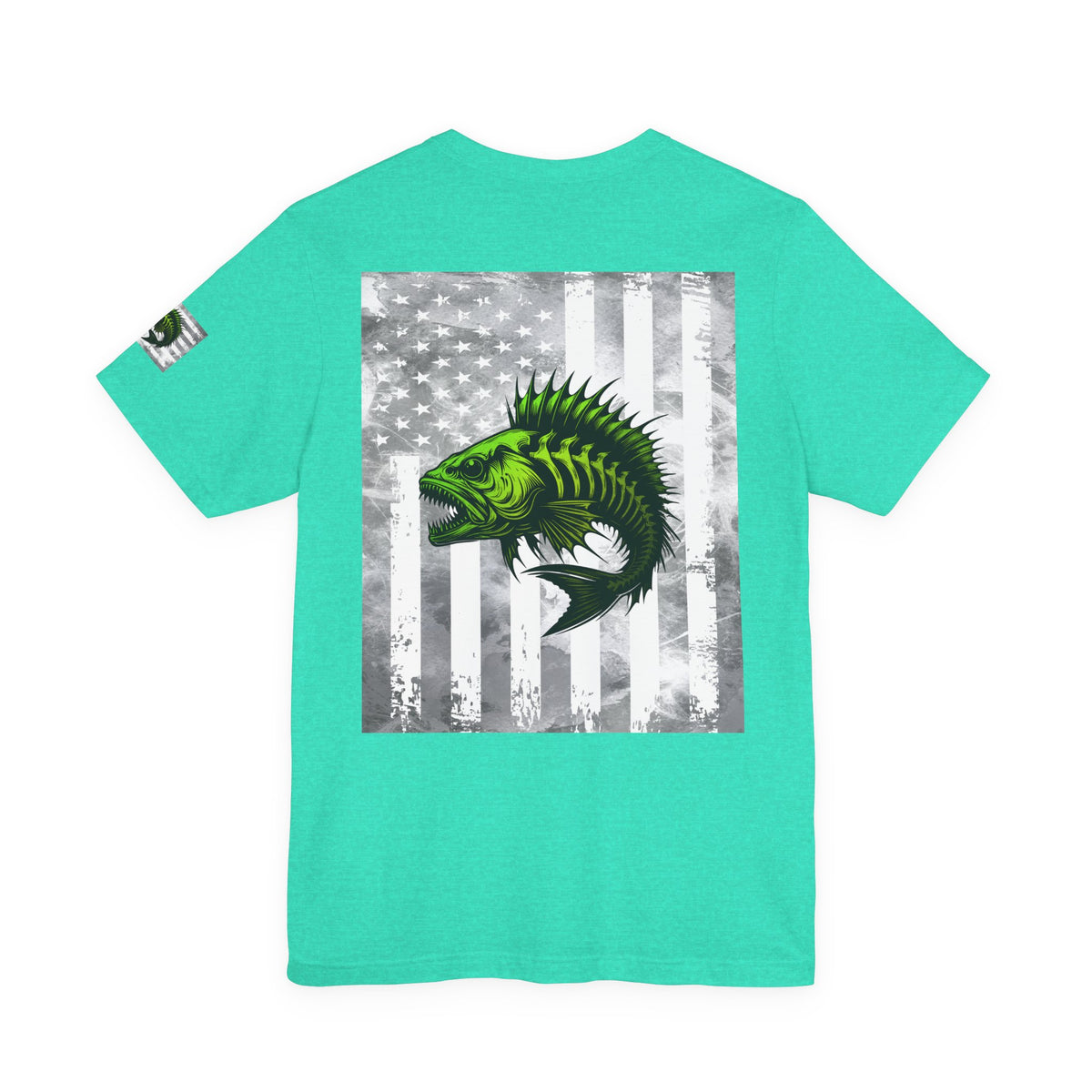 Angler Grunge American Flag Tee, Patriotic USA Shirt, Vintage American Flag