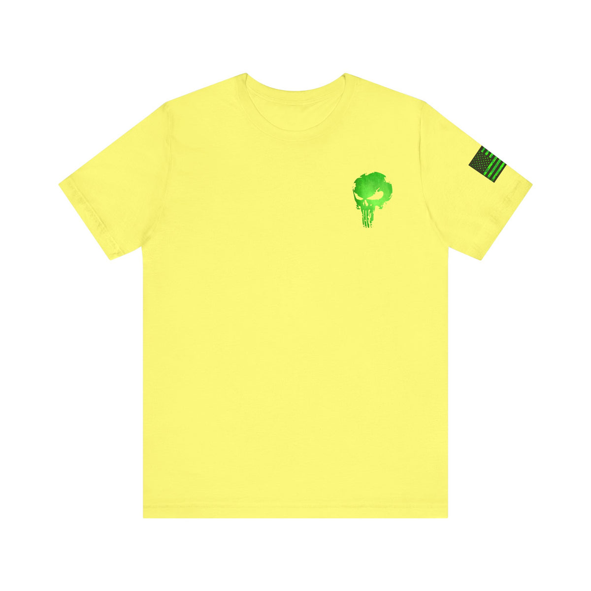 Green Punisher Skull with Hex Camo – Tactical Military Style Grunge Tee