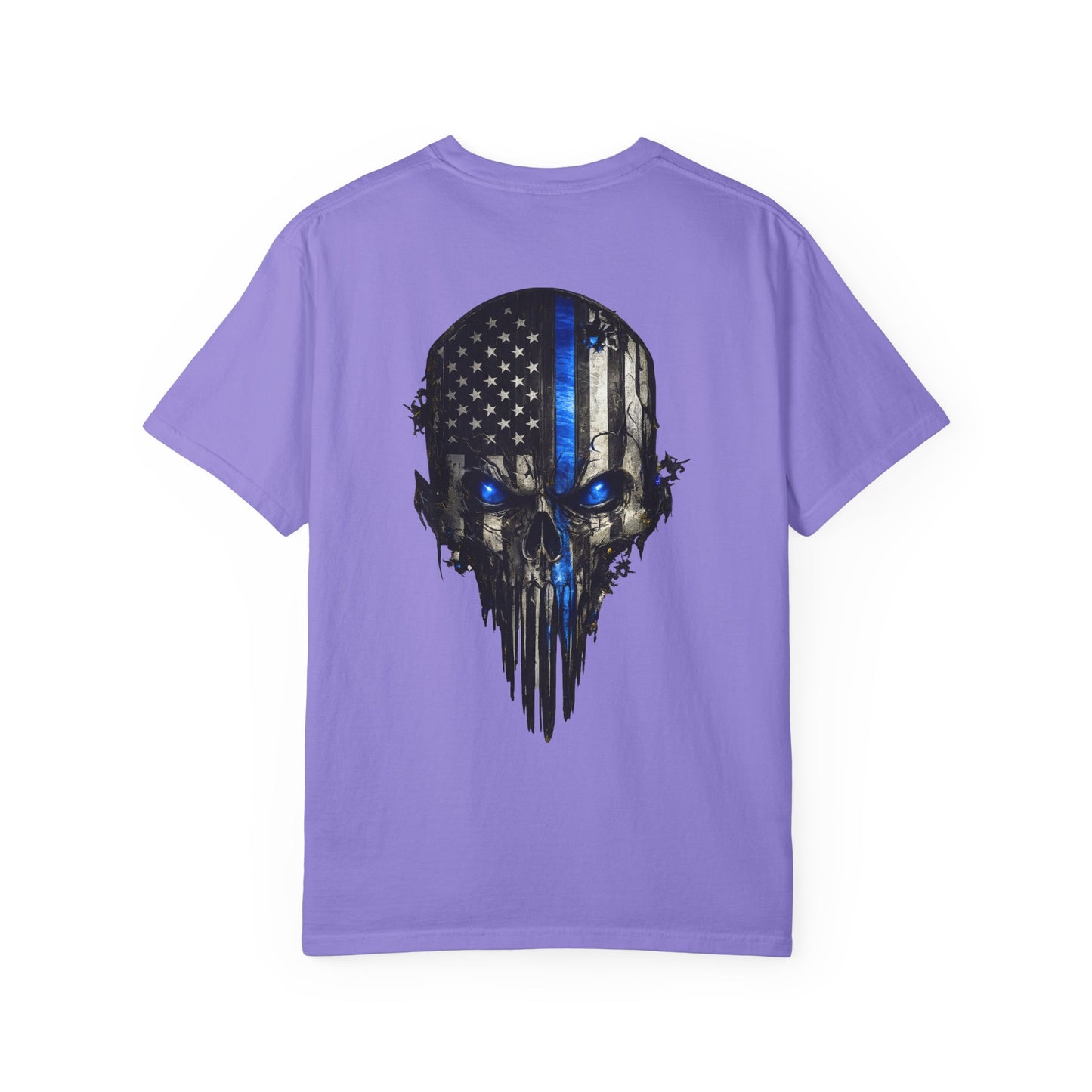 Thin Blue Line Skull T-Shirt — American Flag Police Support Tee