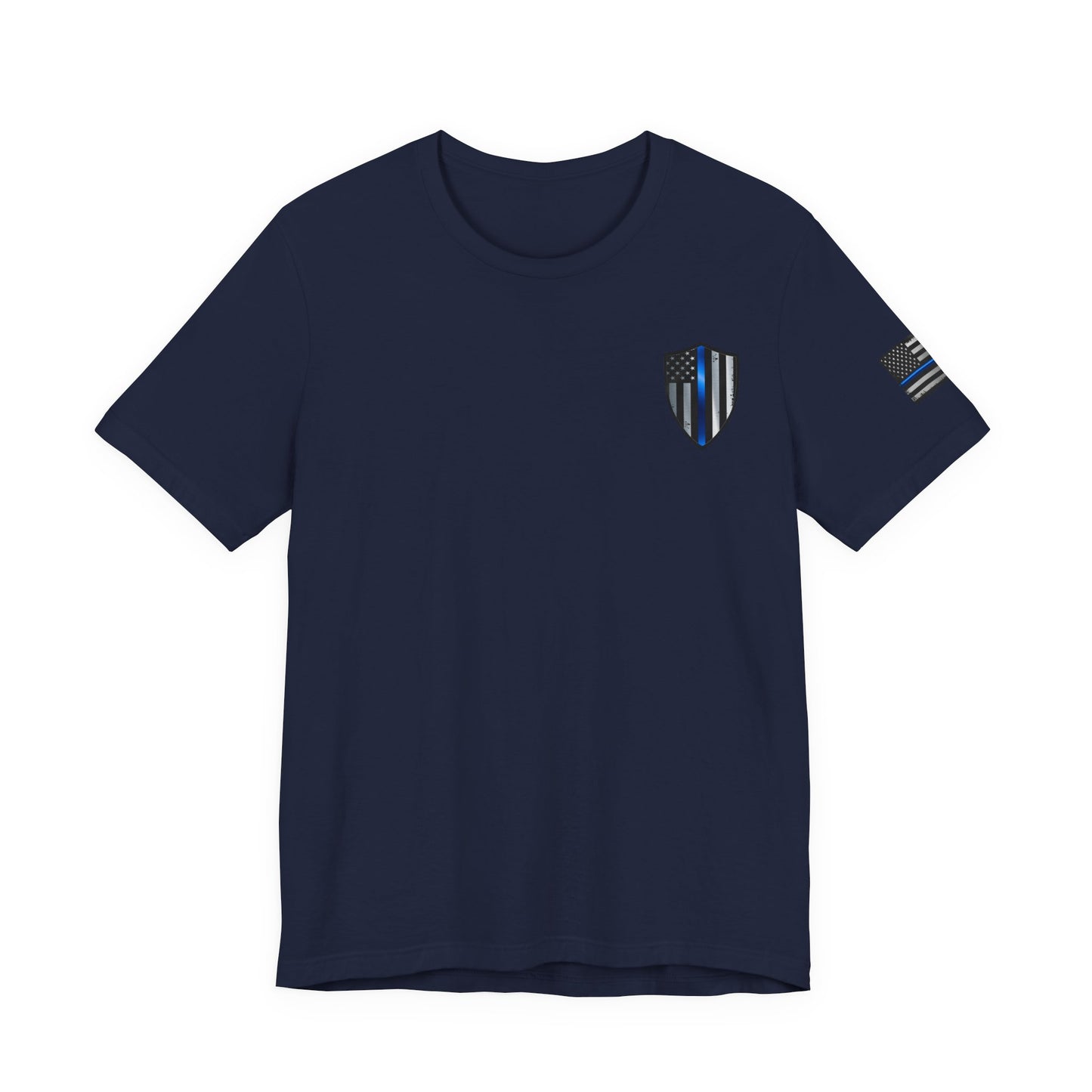 Grunge Metal Spartan Thin Blue Line American Flag T-Shirt – Honor & Valor Police Tribute Tee