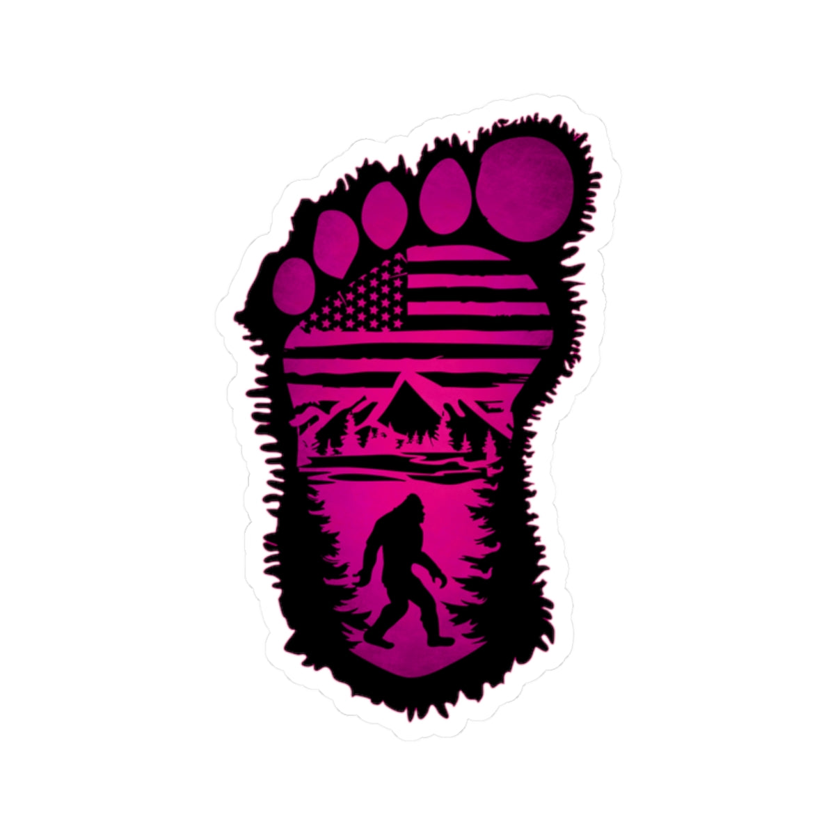 Pink BigFoot Patriot kiss-cut stickers