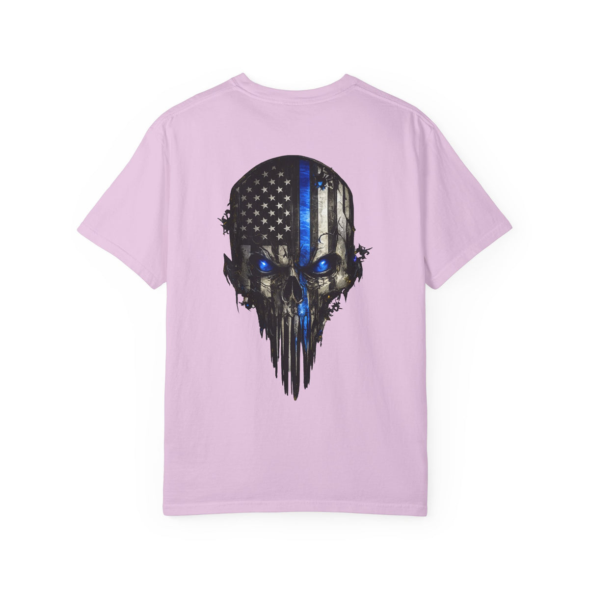 Thin Blue Line Skull T-Shirt — American Flag Police Support Tee