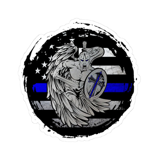 Spartan Warrior Thin Blue Line Police Support Sticker ArtKiss-Cut Stickers