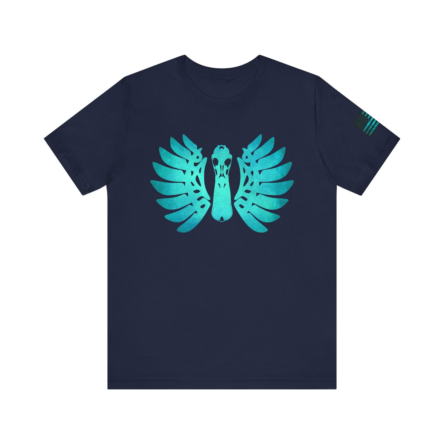 Duck Skull Wings T-Shirt – Ice Blue Bone-Wing Design, 100% Airlume Cotton Hunting Tee, Breathable & Durable Outdoor Shirt