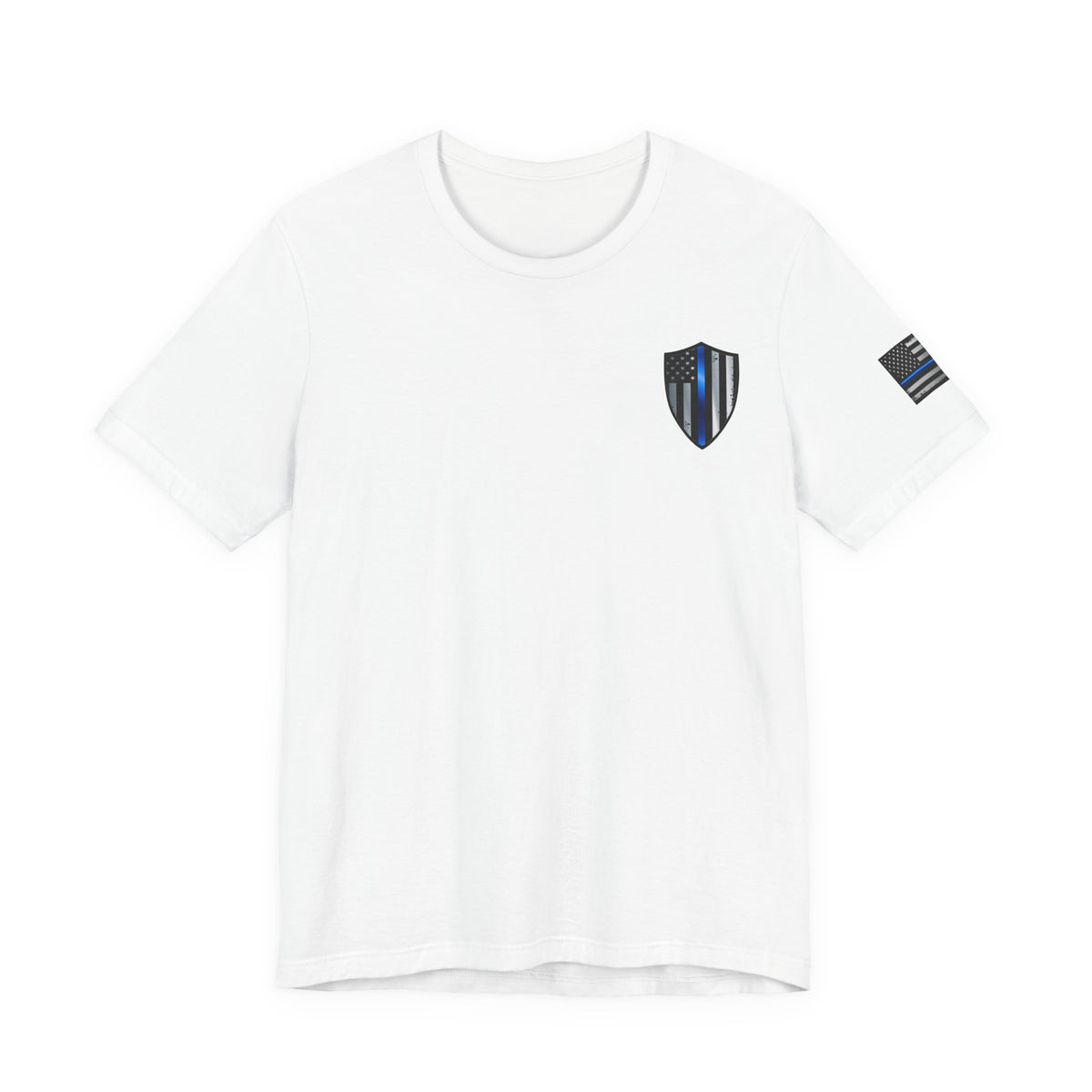 Grunge Metal Spartan Thin Blue Line American Flag T-Shirt – Honor & Valor Police Tribute Tee