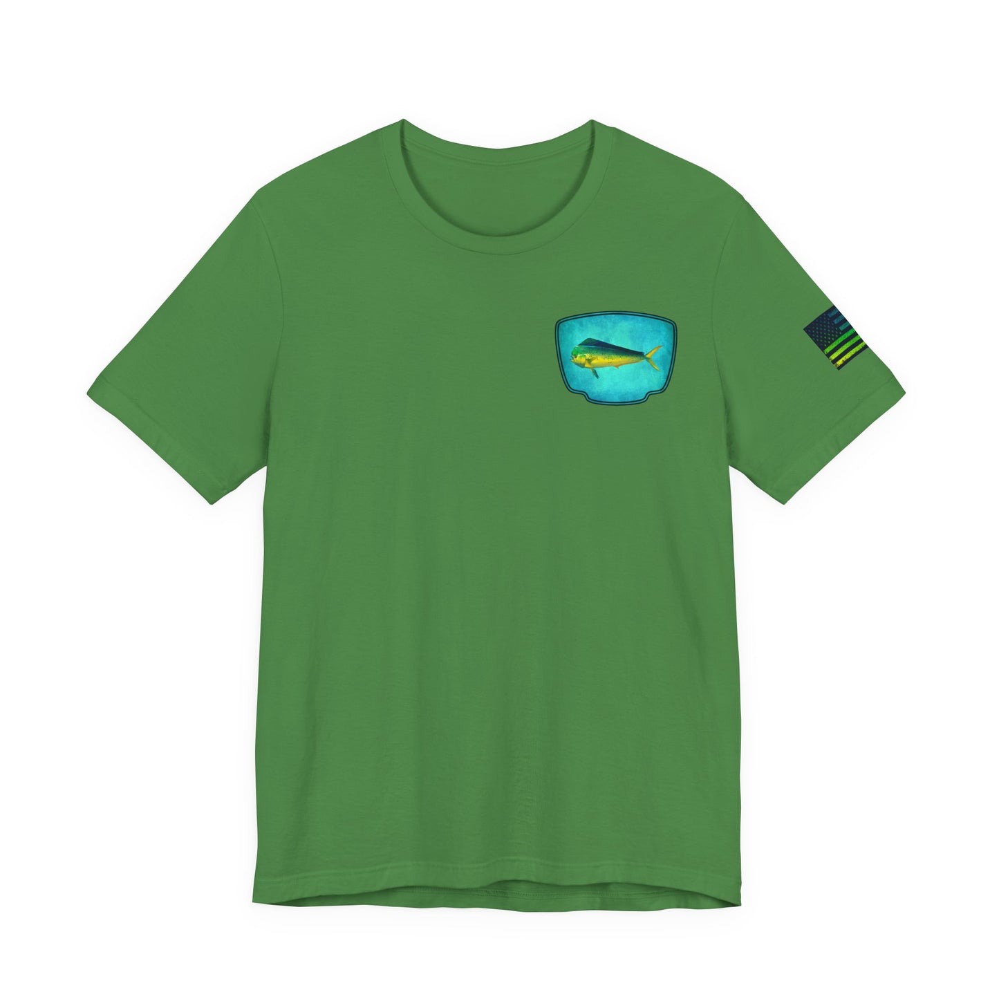 Vibrant Mahi Mahi Badge Tee – Ocean-Inspired Saltwater Fishing Shirt for Men