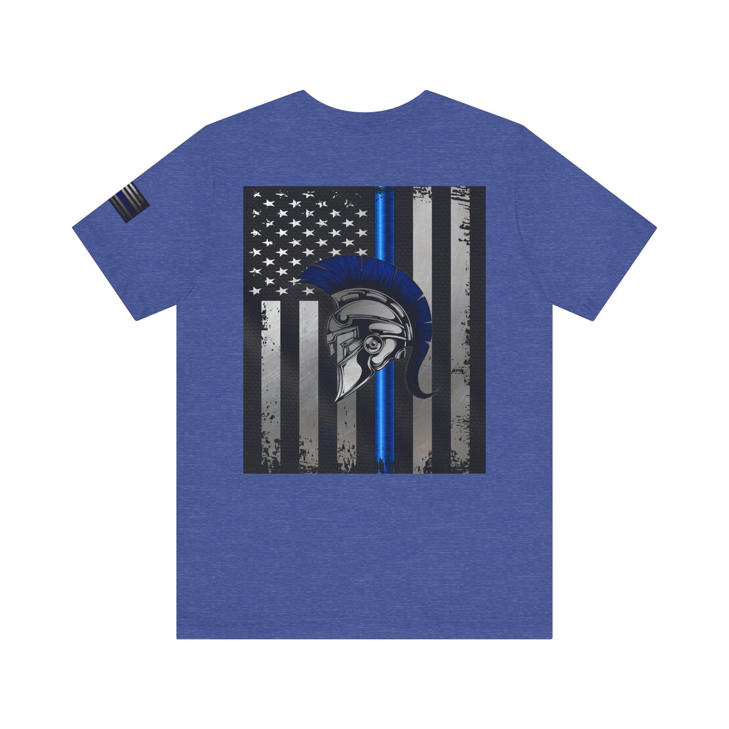 Spartan Thin Blue Line American Flag T-Shirt – Honor & Valor Police Tribute Tee