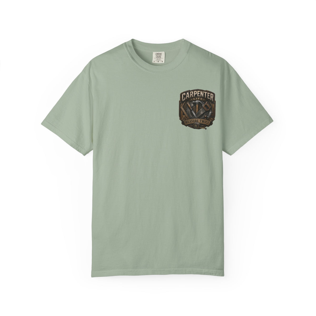 Carpenter Life T-Shirt – 'Measure Twice' Vintage Tool Emblem