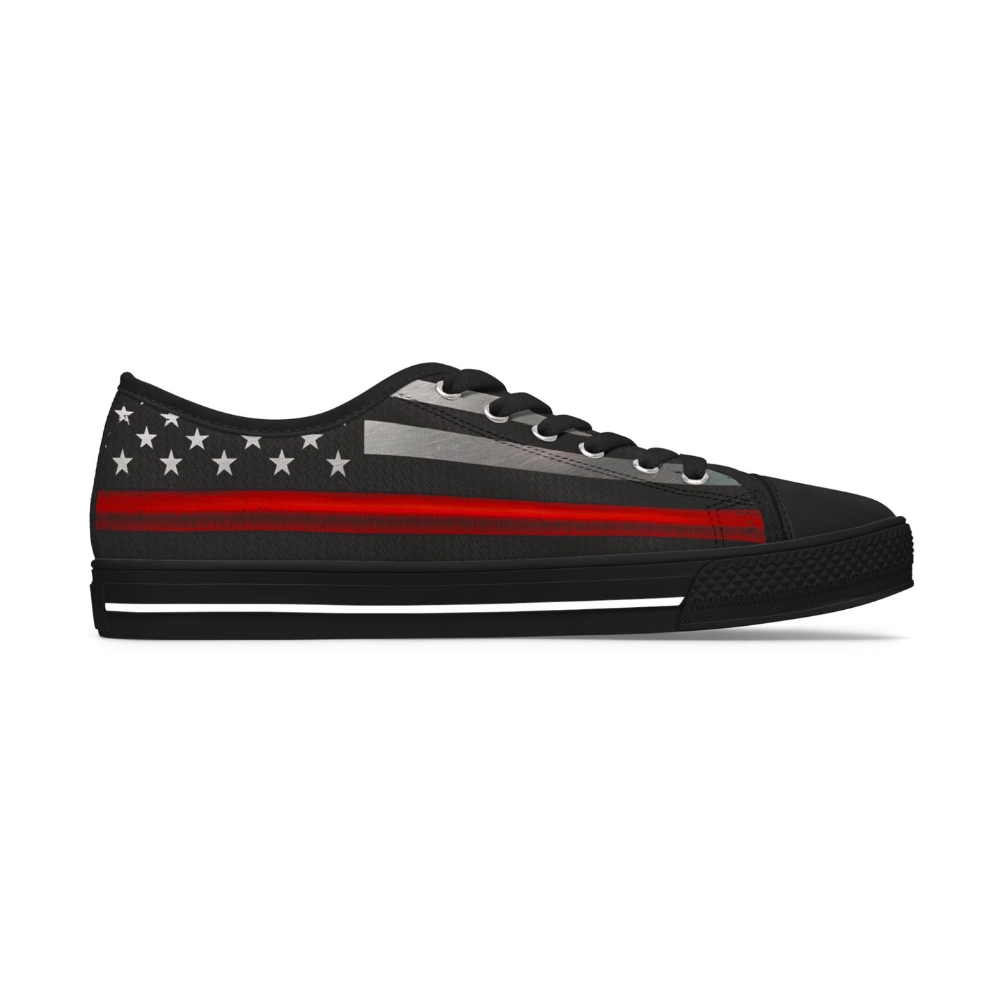 Thin Red Line American Flag Low-Top Sneakers – Firefighter Tribute Streetwear