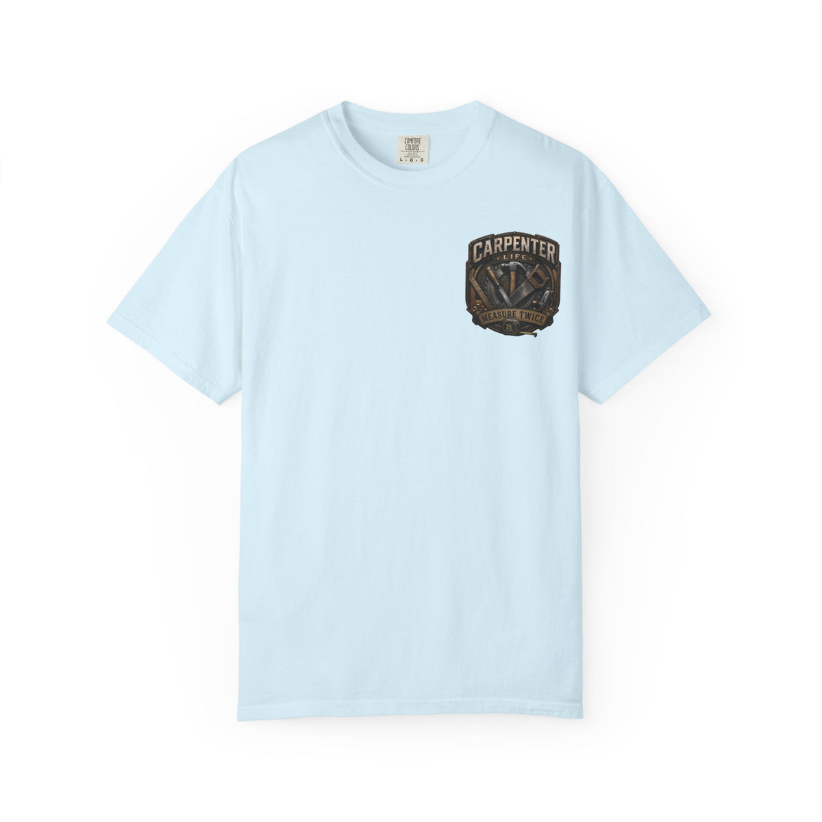 Carpenter Life T-Shirt – 'Measure Twice' Vintage Tool Emblem