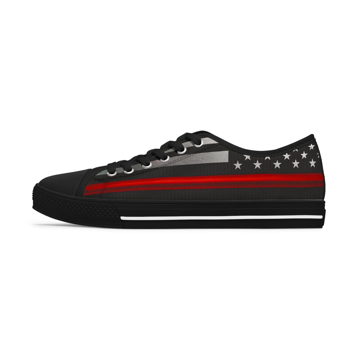 Thin Red Line American Flag Low-Top Sneakers – Firefighter Tribute Streetwear