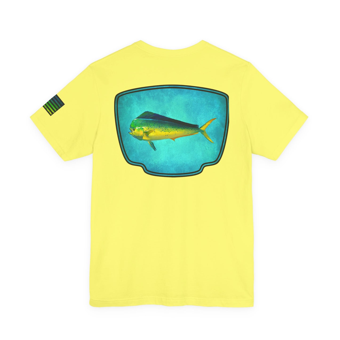 Vibrant Mahi Mahi Badge Tee – Ocean-Inspired Saltwater Fishing Shirt for Men