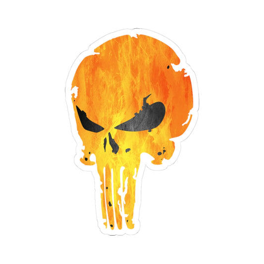 Distressed Fire Skull Warrior Sticker – Bold Urban Graphic for Laptops, Water Bottles & More