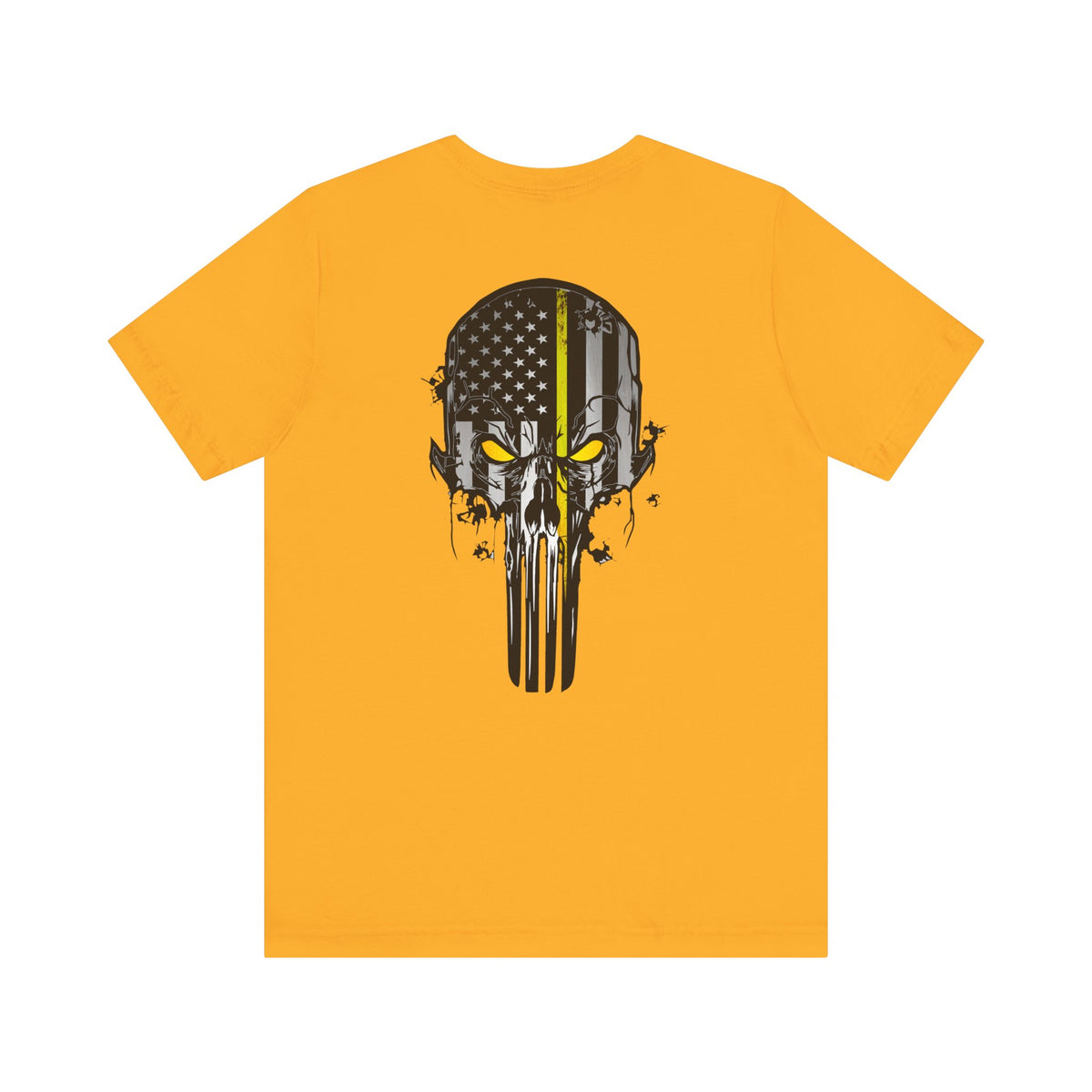 Thin Yellow Line American Flag Skull Tee