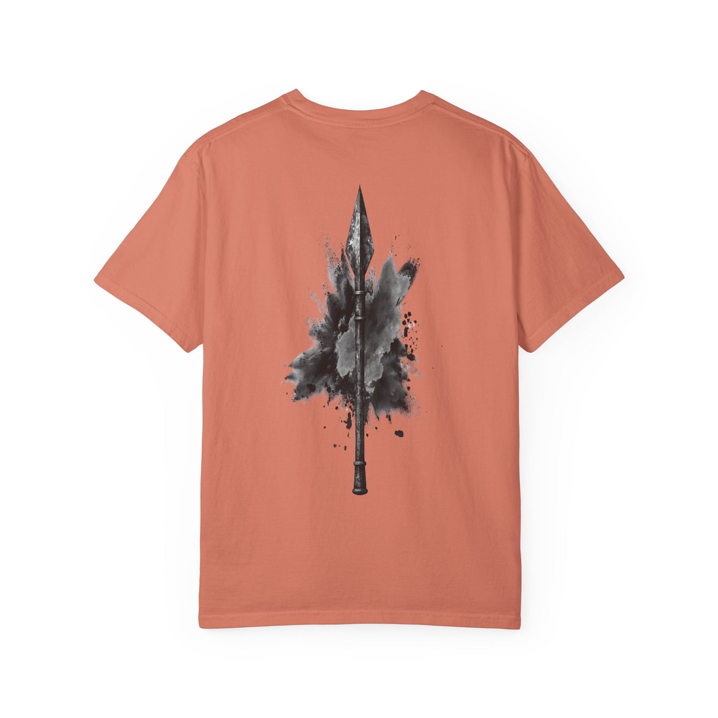 Spartan Warrior T-Shirt – Greek Helmet Circle Design Front & Spear Back | Warrior Graphic Tee