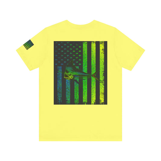 Mahi Angler Grunge American Flag Tee, Patriotic USA Shirt, Vintage American Flag