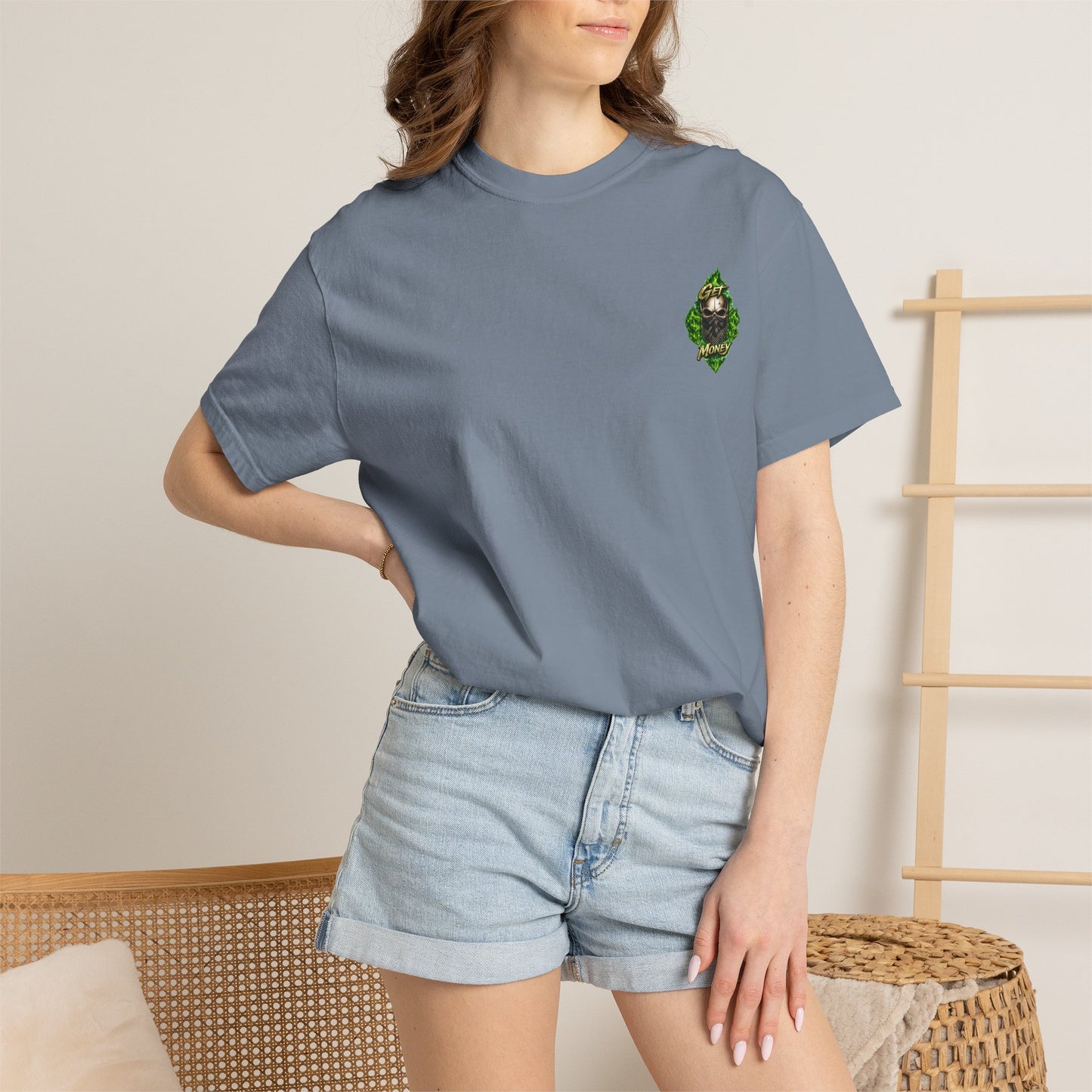 Get Money Skull Graphic Tee – Green Flame Dollar Sign Hustle Streetwear Shirt