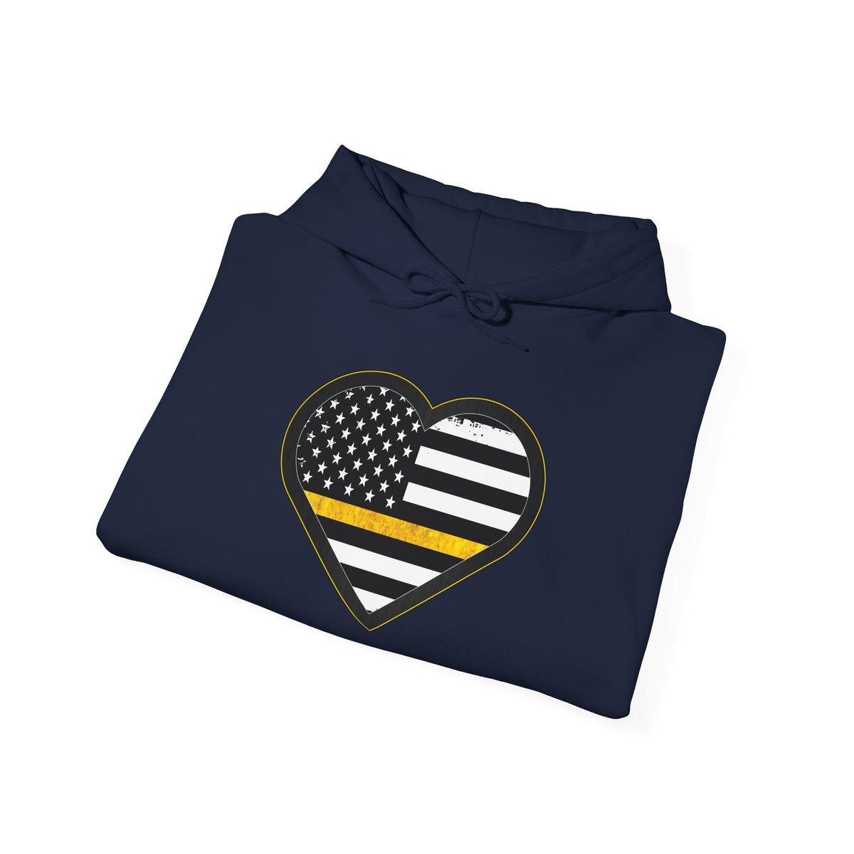 911 Dispatcher Thin Yellow Line American Flag Heart Hoodie, Dispatcher Hooded Sweatshirt, First Responder Gift, Patriotic