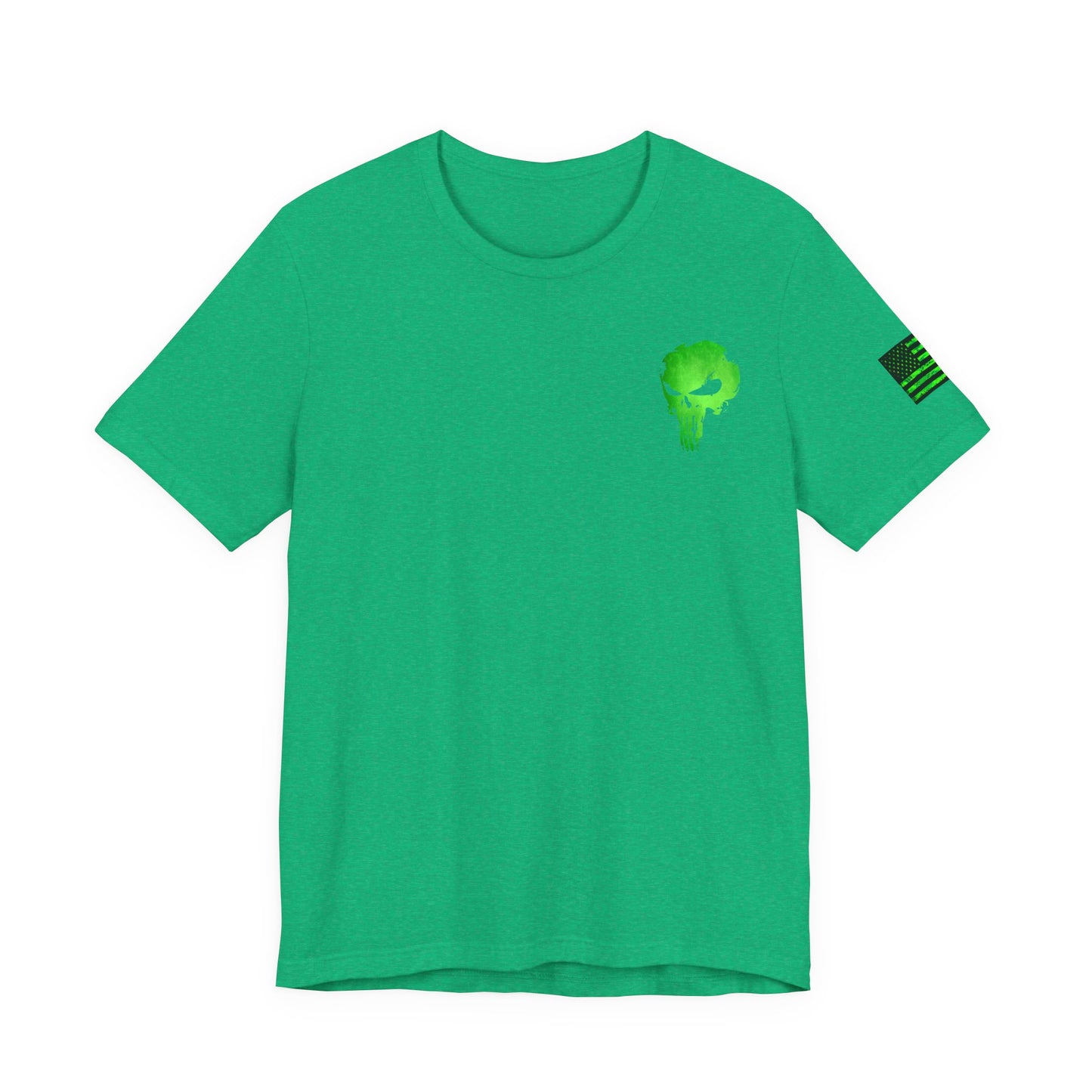 Green Punisher Skull with Hex Camo – Tactical Military Style Grunge Tee
