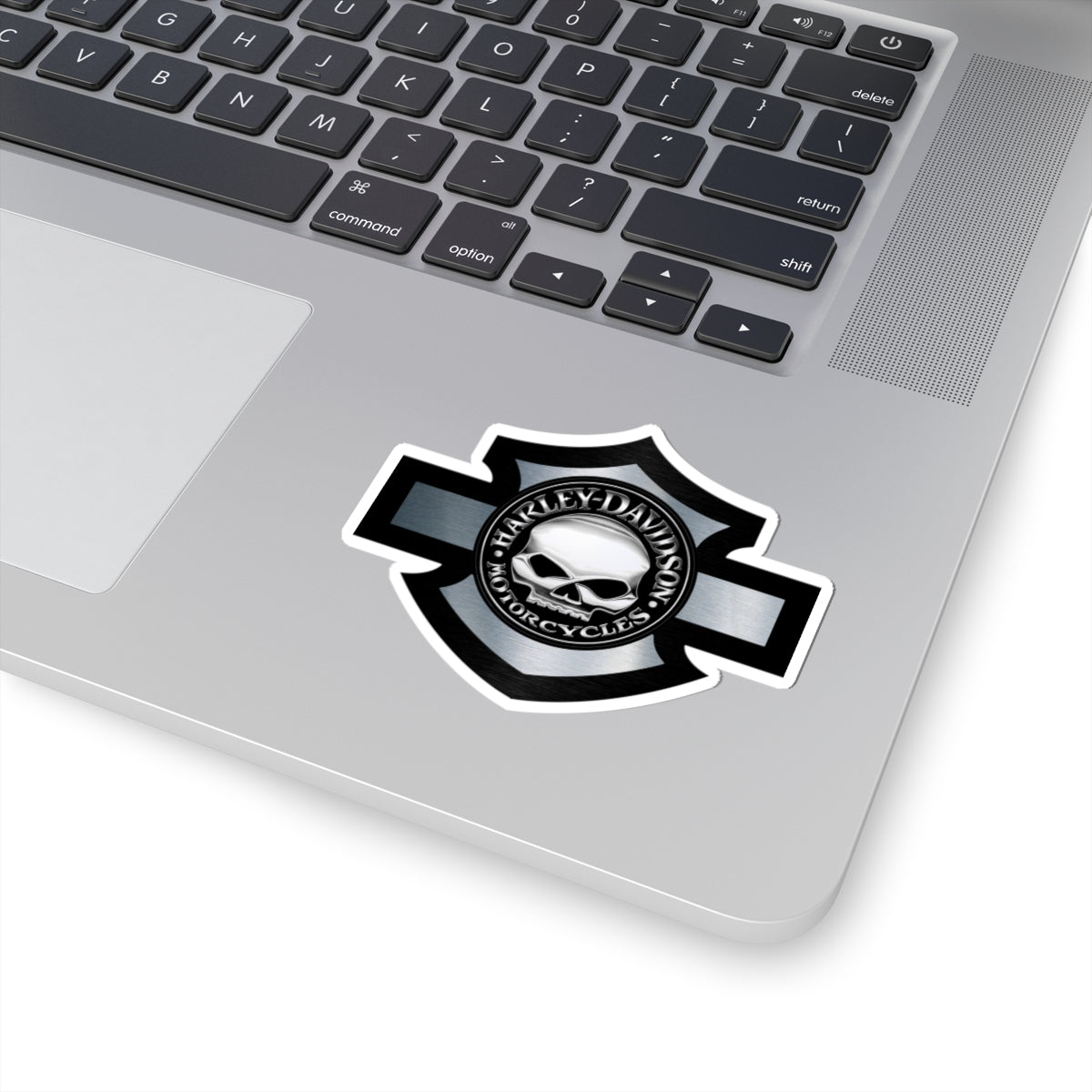 Chrome Skull HD Shield Sticker | Polished Steel Biker Emblem Decal for Helmets, Toolboxes & Garage Gear, ArtKiss-Cut Stickers