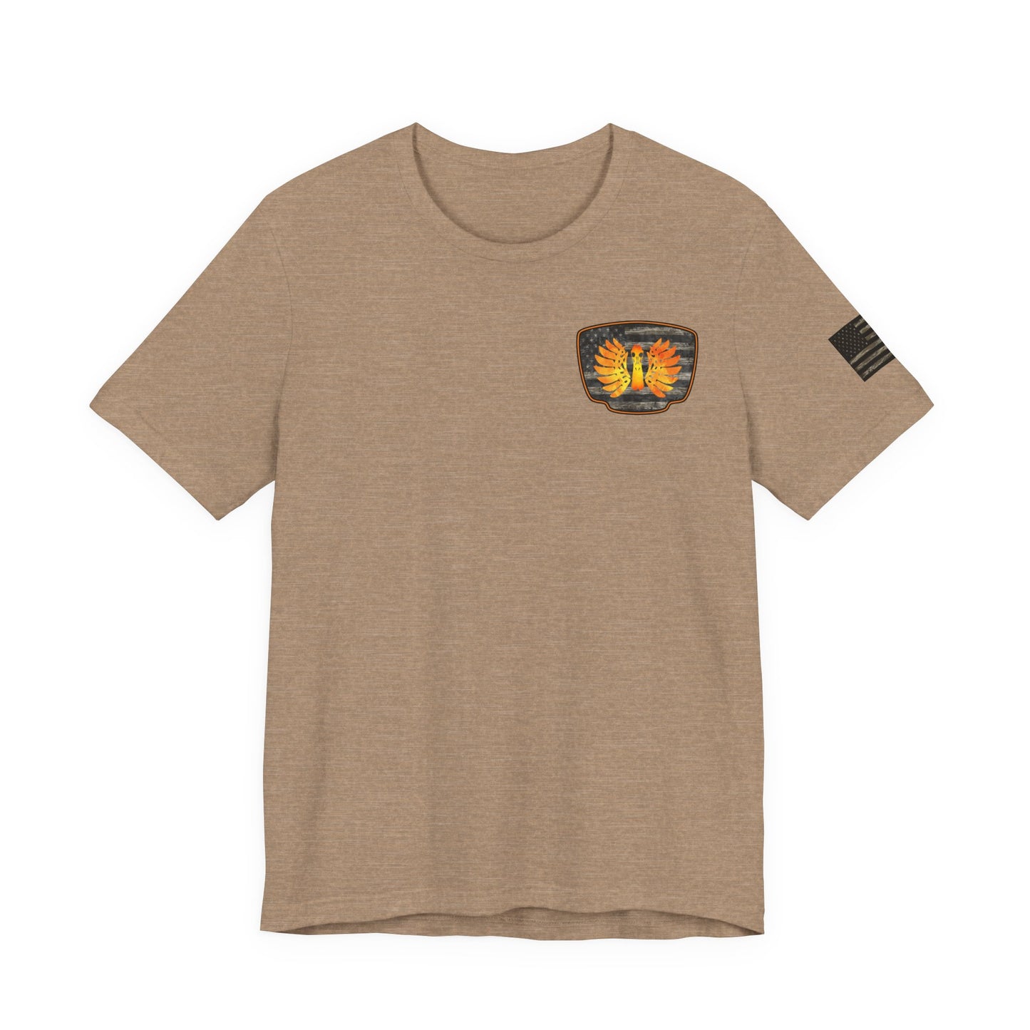 Duck Hunt Badge T-Shirt – Mossy Camo Print, Crossed Guns & Duck Skull Graphic