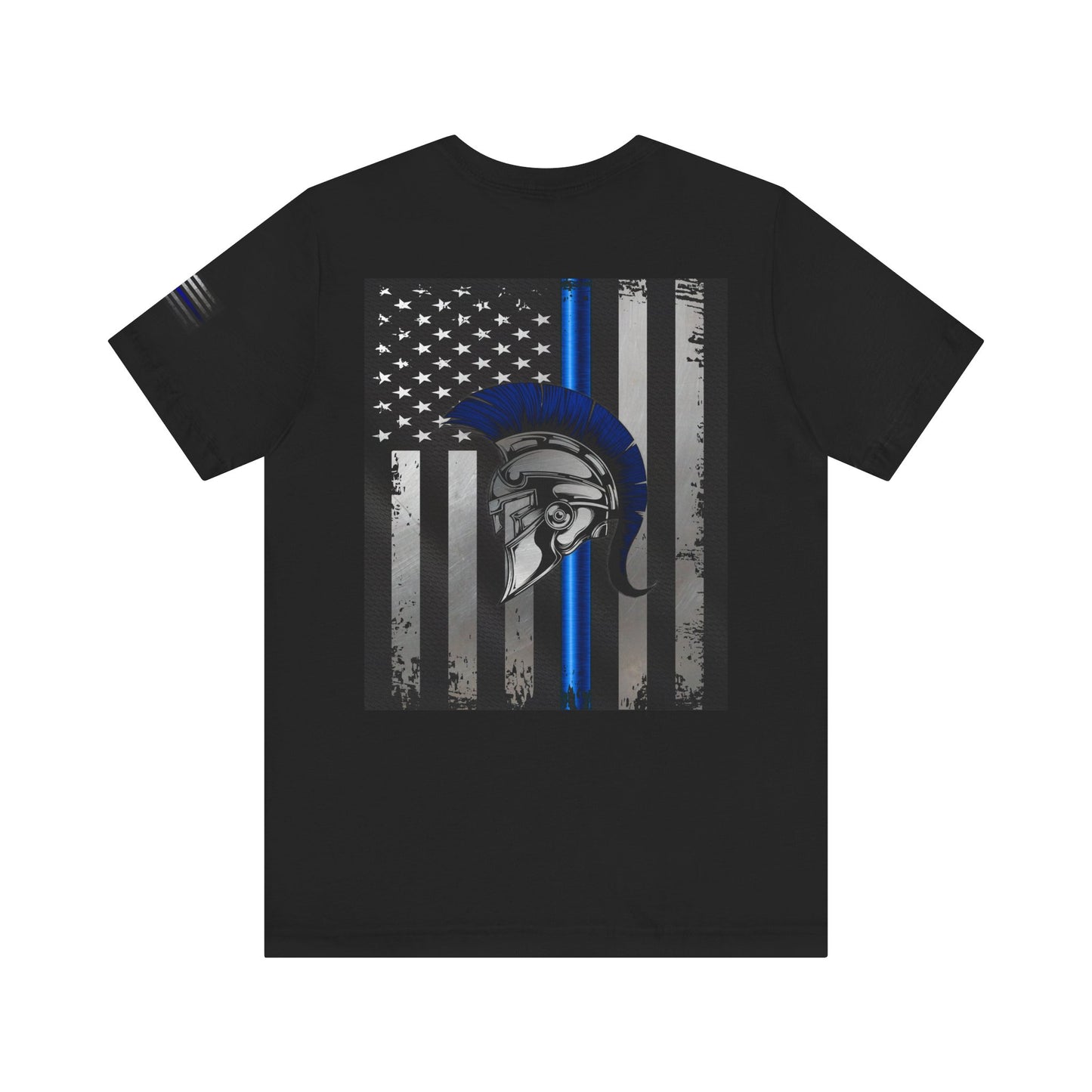 Spartan Thin Blue Line American Flag T-Shirt – Honor & Valor Police Tribute Tee