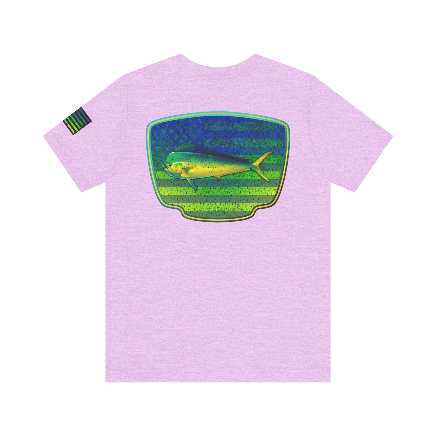 Patriotic Mahi Mahi Flag T-Shirt – Bold Saltwater Fishing Graphic Tee