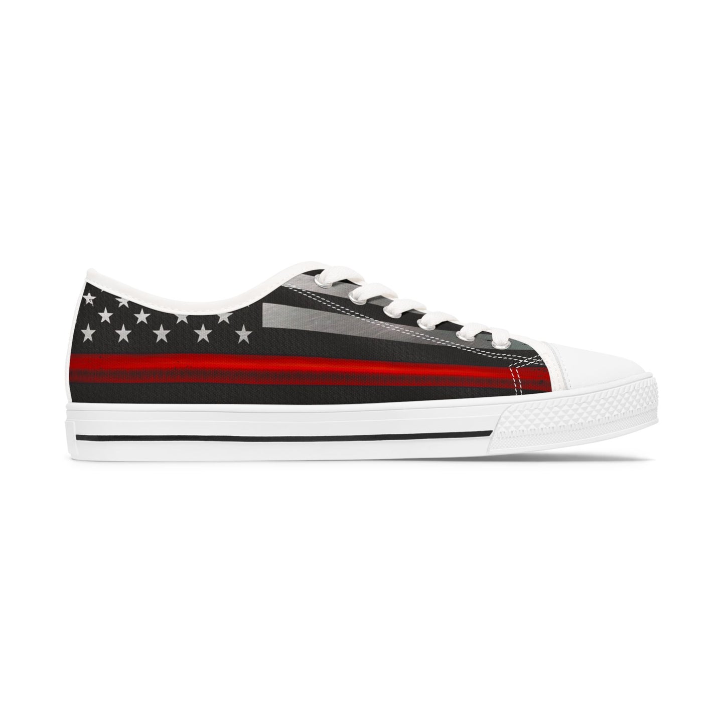 Thin Red Line American Flag Low-Top Sneakers – Firefighter Tribute Streetwear