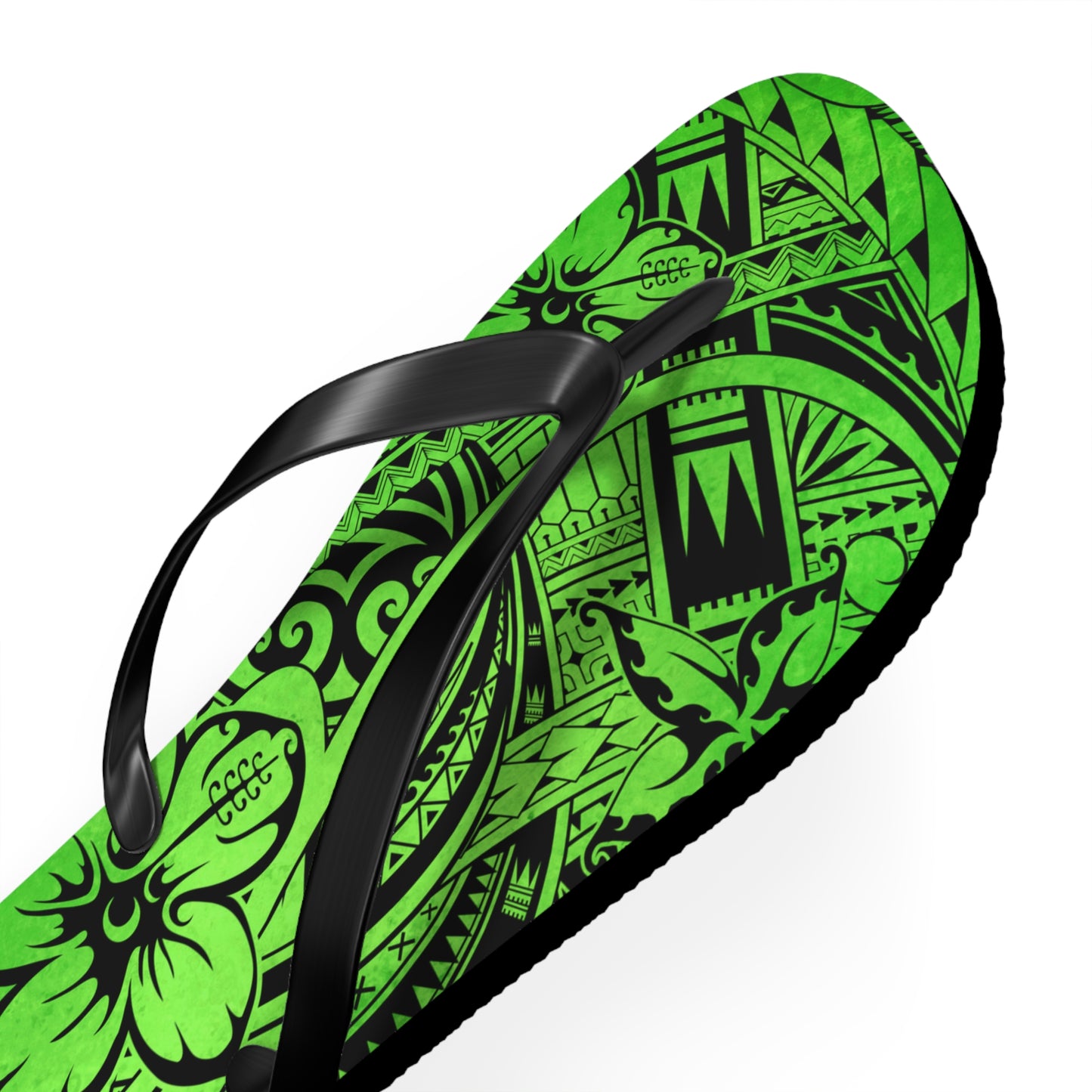 Polynesian Green Flip Flops - Summer Beach Sandals, Vacation Footwear, Poolside Essentials, Outdoor Fun, Tropical Style