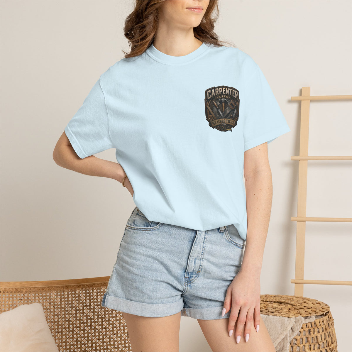 Carpenter Life T-Shirt – 'Measure Twice' Vintage Tool Emblem