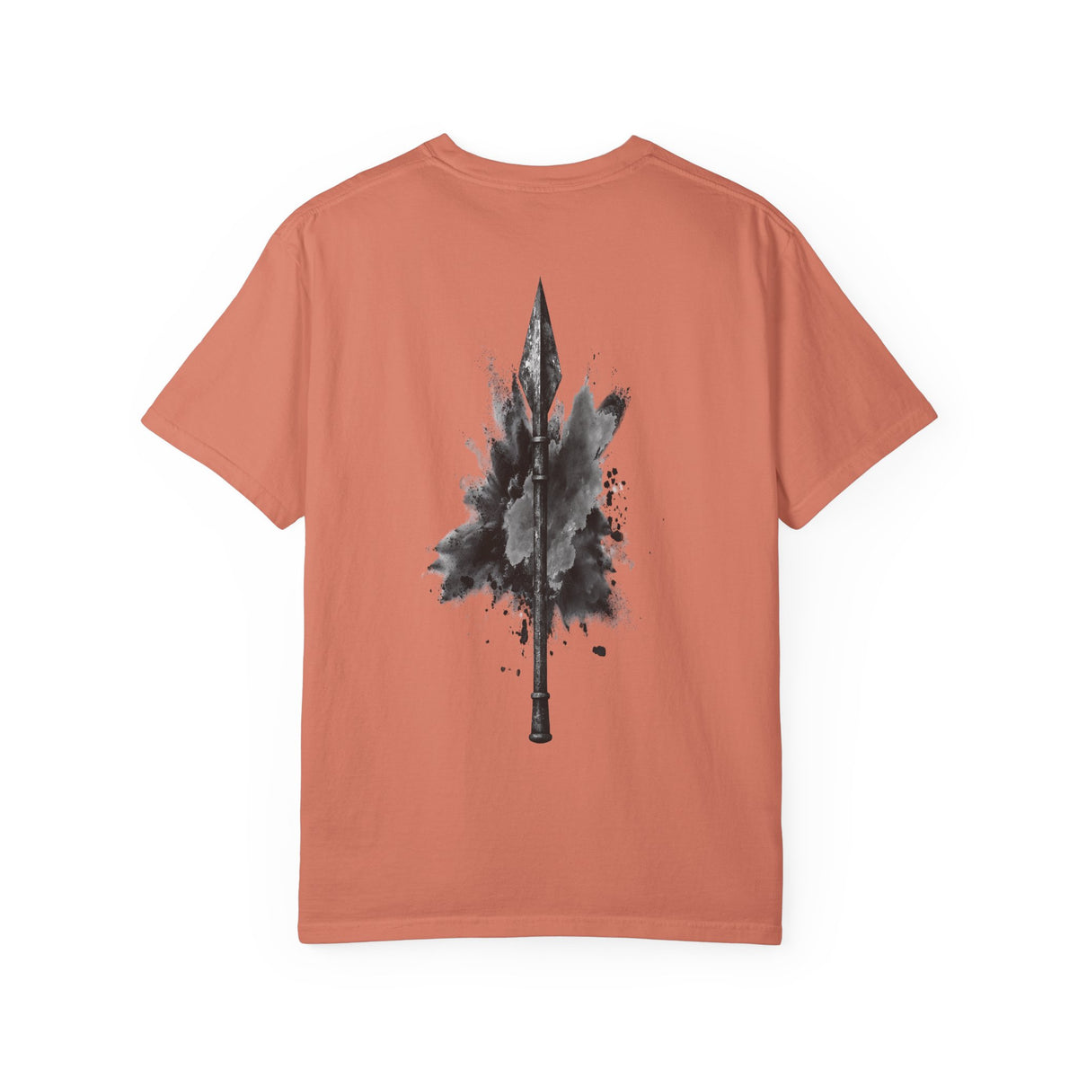 Spartan Warrior T-Shirt – Greek Helmet Circle Design Front & Spear Back | Warrior Graphic Tee