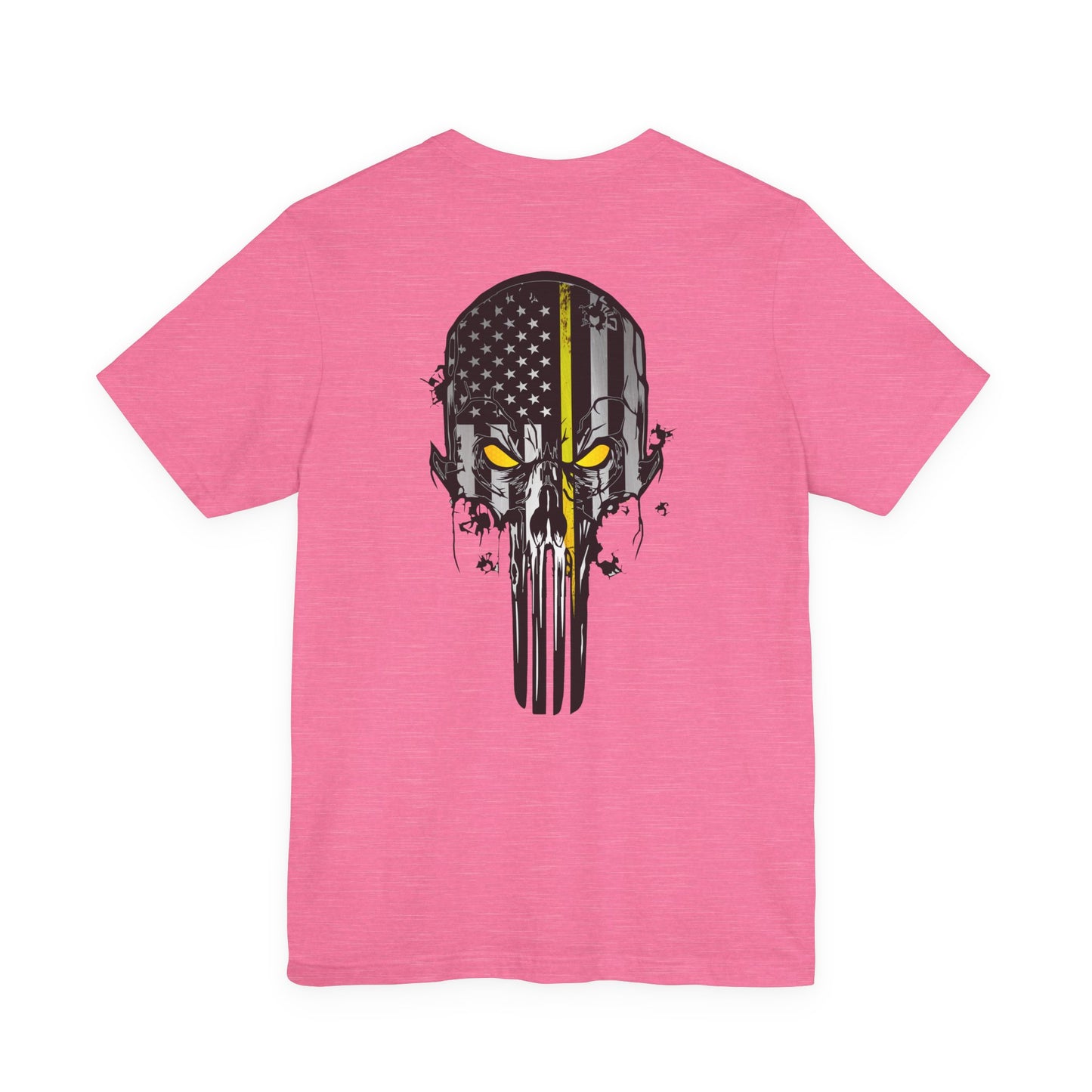 Thin Yellow Line American Flag Skull Tee